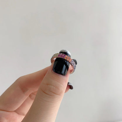 アンジェラジュエリー]ユニークなカラフルなラウンドカットのテニスリング