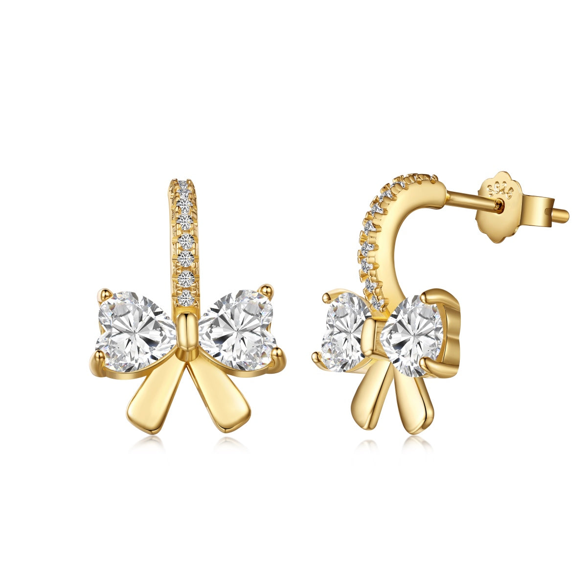 [Angela Jewelry]Exquisite Earrings With Heart-Shaped Bow Design