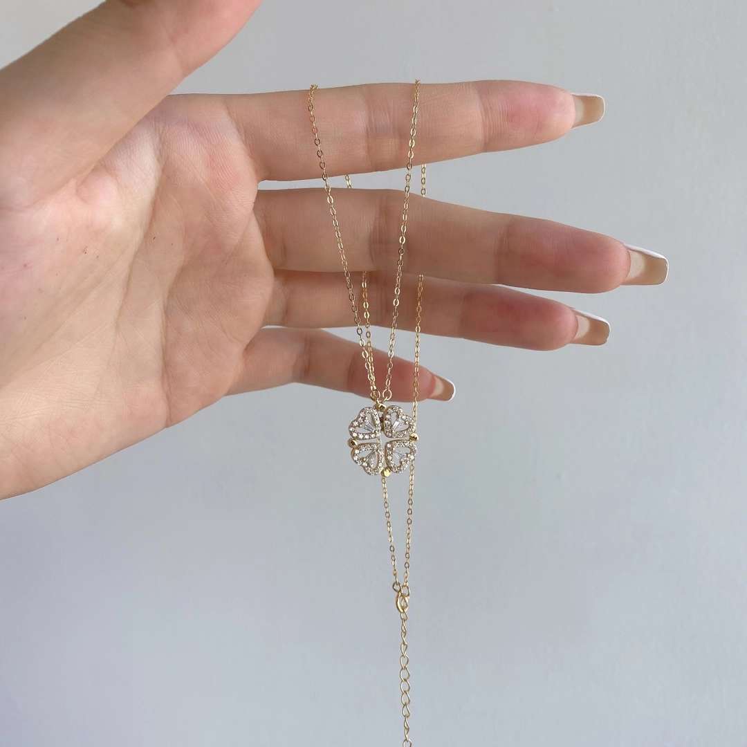 [Angela Jewelry]Ornate Heart Cut Flower Shape Necklace