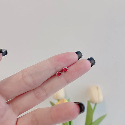 [Angela Jewelry]Sparkling Colorful Round Shape Earrings