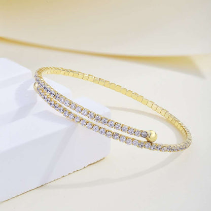 [Angela Jewelry]Row of Diamonds Round Fashion Bracelet