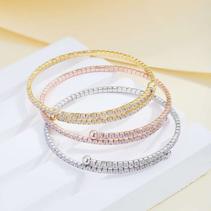 [Angela Jewelry]Row of Diamonds Round Fashion Bracelet