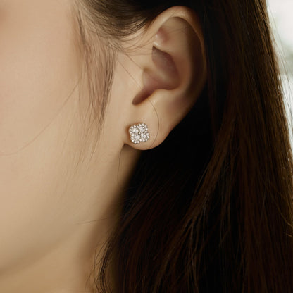 Angela Jewelry]Four-Leaf Clover Flower Shaped Earrings