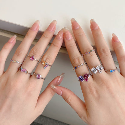 アンジェラジュエリー]輝くカラフルなラウンドカットのデイリーリング