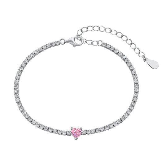 Angela Jewelry]0.5 Carat Elegant Romantic Heart Shape Lover Bracelet