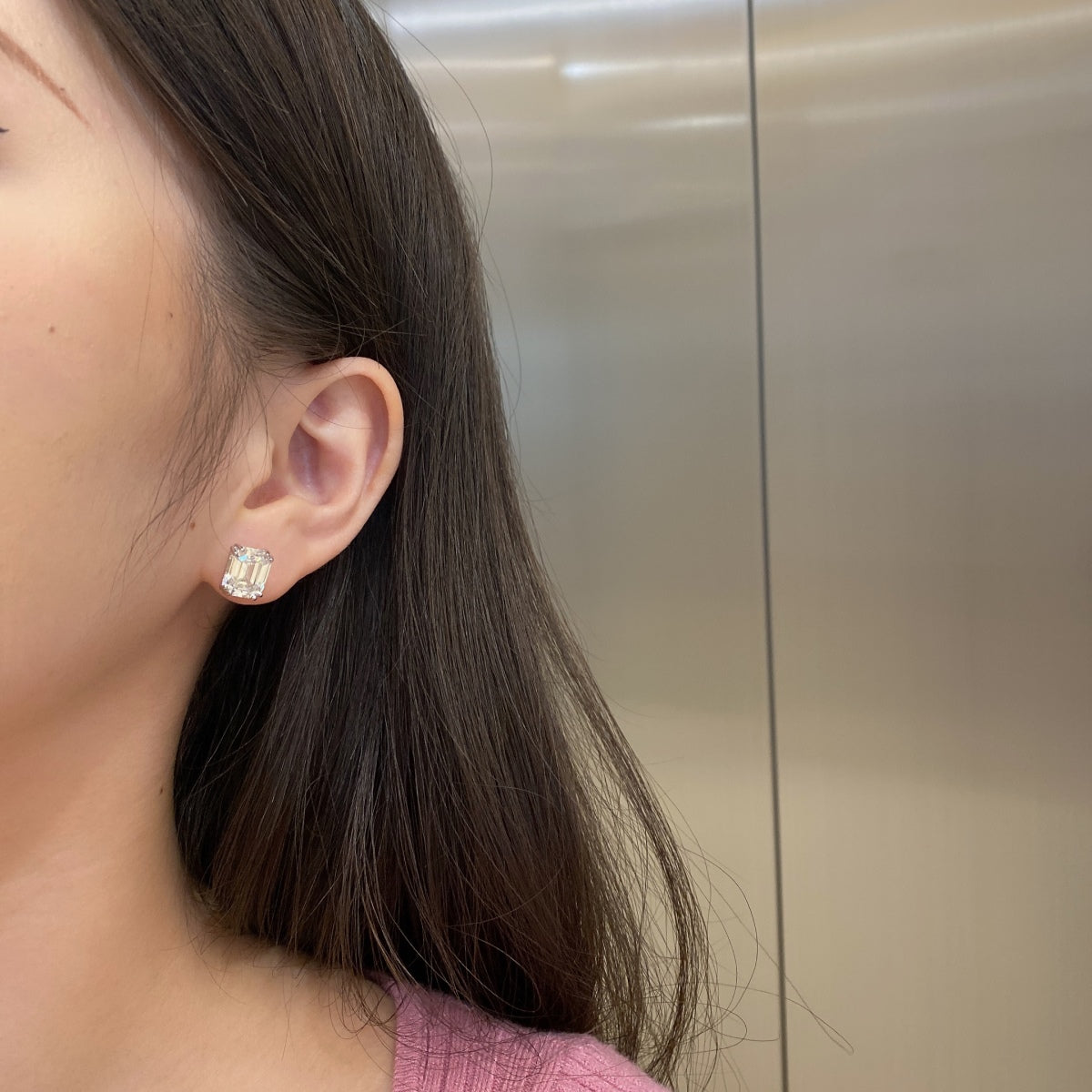 アンジェラジュエリー]まばゆいスクエアシェイプイヤリング