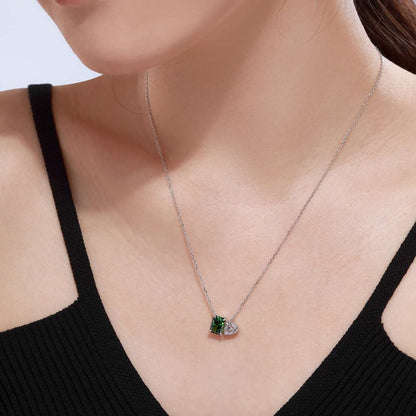 [Angela Jewelry]Dazzling Square & Heart Shape Necklace