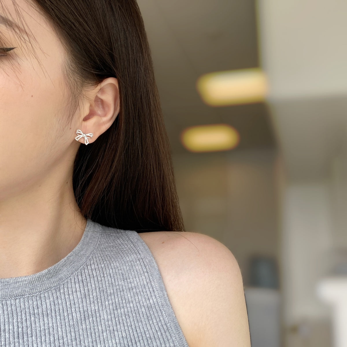 Angela Jewelry]Dainty Bow Shape Earrings