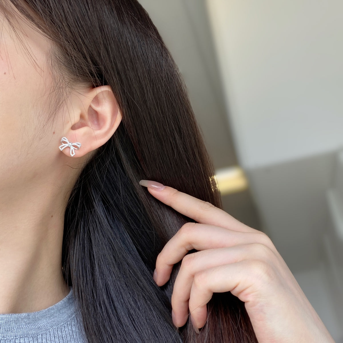 Angela Jewelry]Dainty Bow Shape Earrings