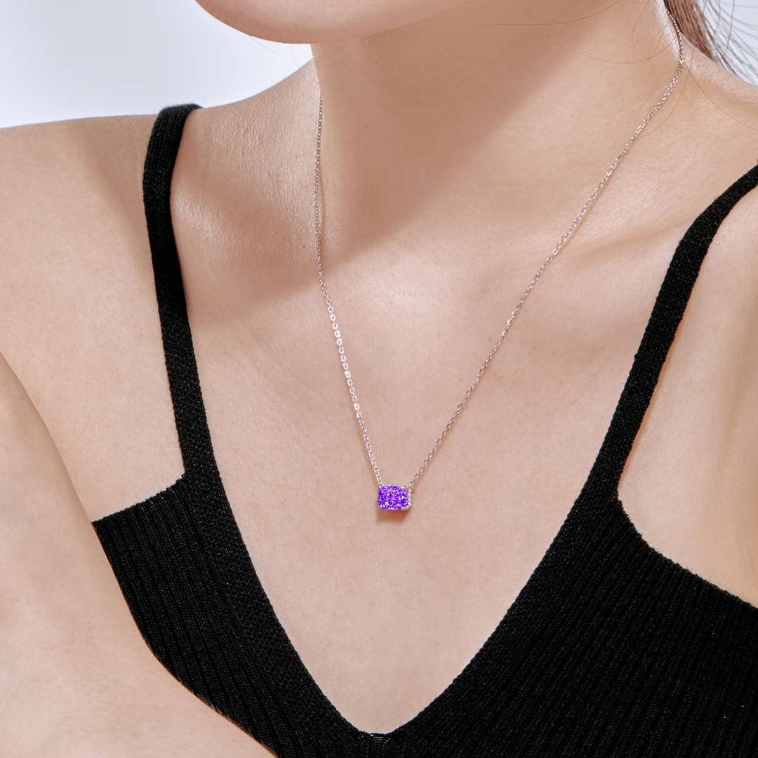 [Angela Jewelry]Luxurious Square Shape Colorful Necalack