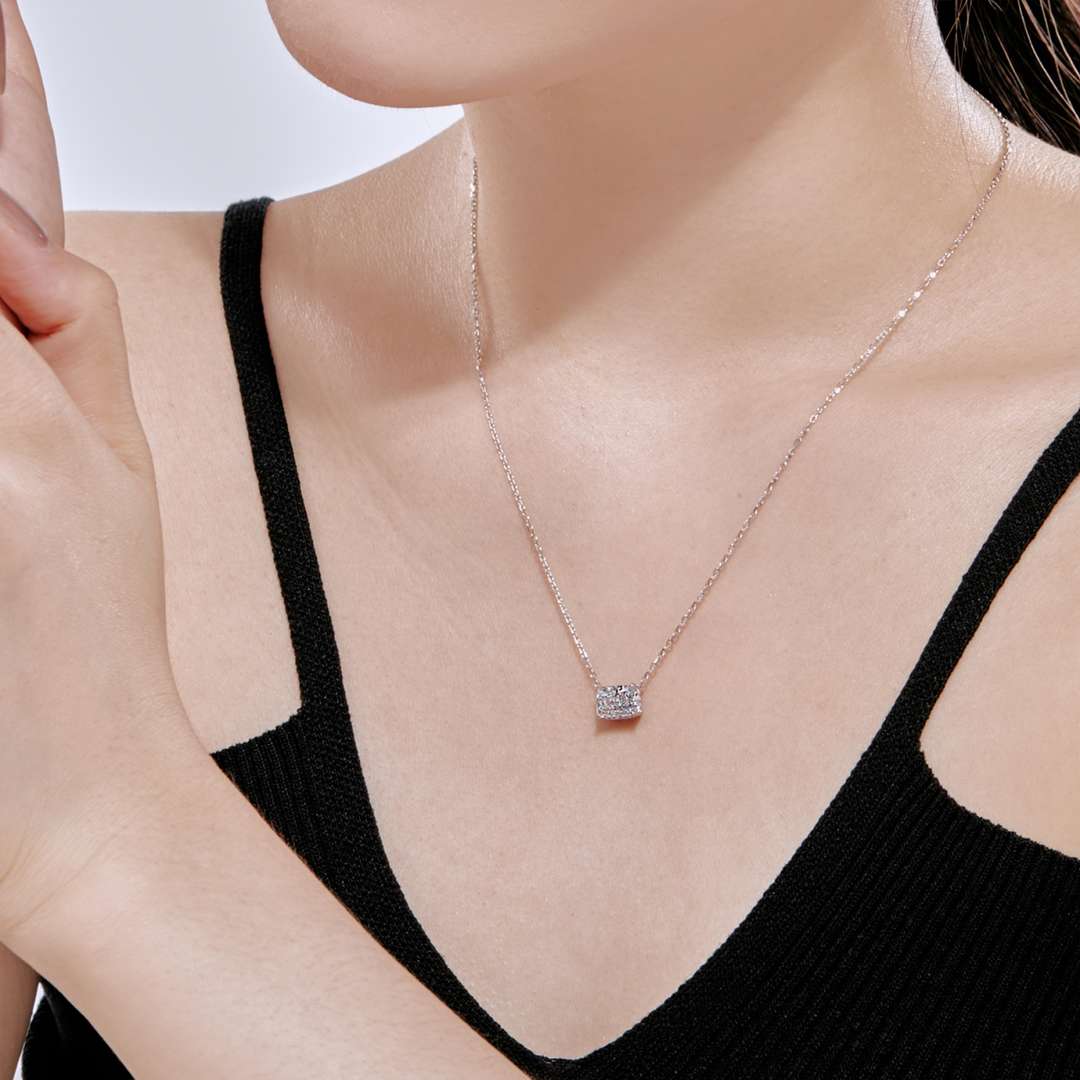 [Angela Jewelry]Luxurious Square Shape Colorful Necalack