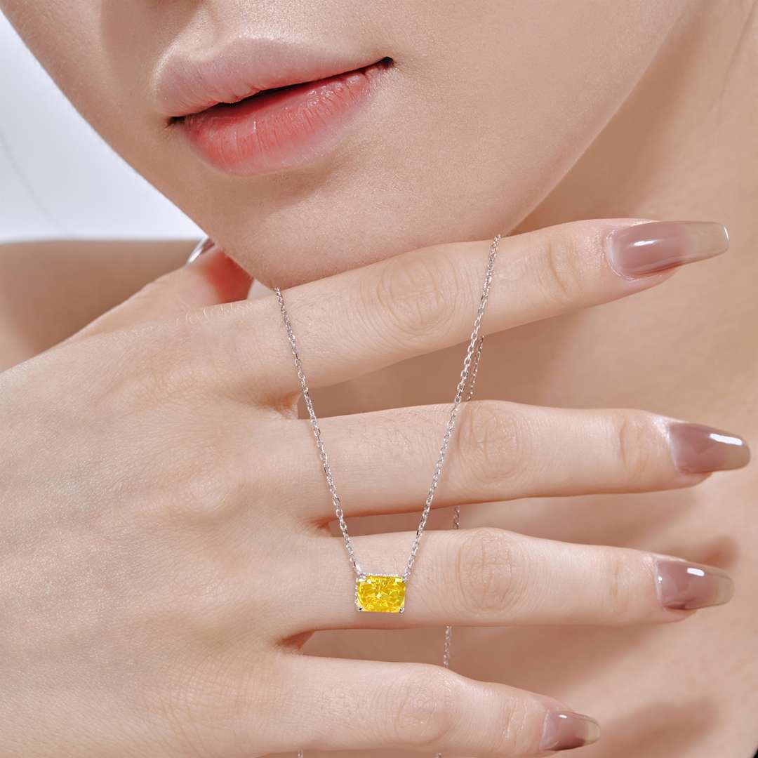 [Angela Jewelry]Luxurious Square Shape Colorful Necalack