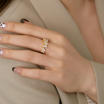Angela Jewelry]Delicate Multi Cut Ring