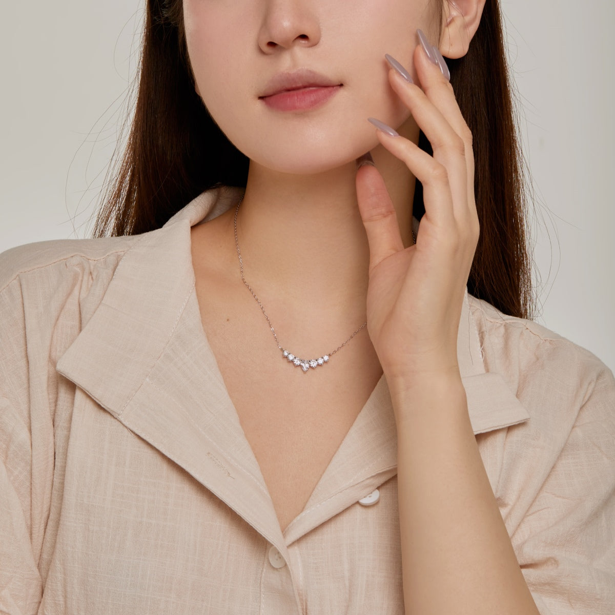 アンジェラジュエリー]繊細なカラフルハートネックレス