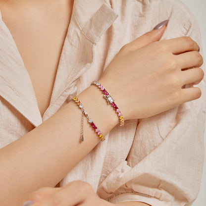 [Angela Jewelry]Luxurious Colorful Romantic Heart Shape Lover Bracelet