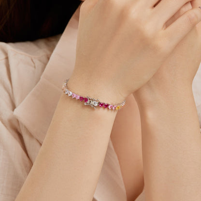 [Angela Jewelry]Luxurious Colorful Romantic Heart Shape Lover Bracelet