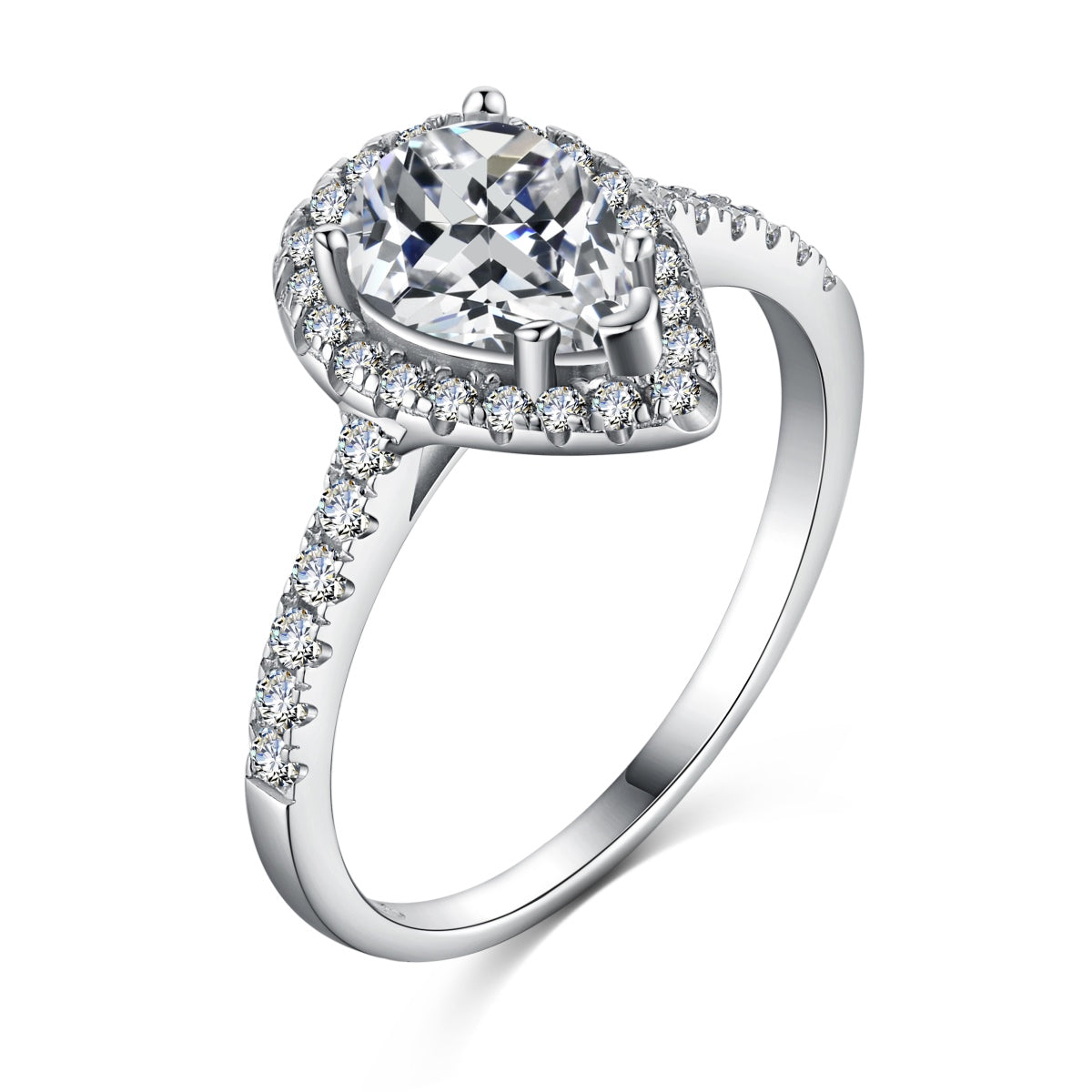 アンジェラジュエリー]1.0カラットの豪華な輝くウォータードロップシェイプの結婚指輪