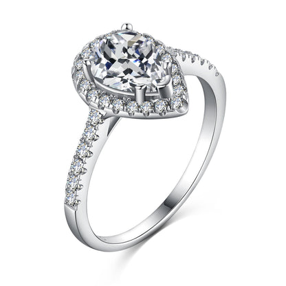 アンジェラジュエリー]1.0カラットの豪華な輝くウォータードロップシェイプの結婚指輪