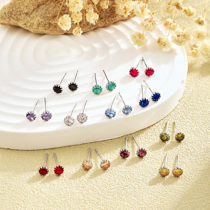 [Angela Jewelry]Sparkling Colorful Round Shape Earrings