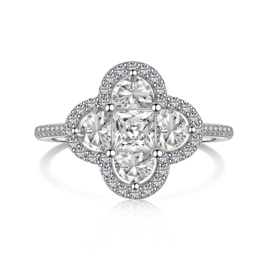 [Angela Jewelry]Luxurious Eternity Flower Shape Banquet Ring