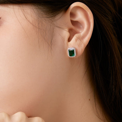 アンジェラジュエリー]贅沢で繊細なエメラルドカットのバンケットイヤリング