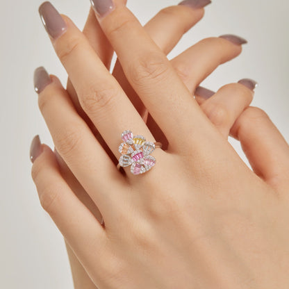 [Angela Jewelry]Sparkling Colorful Water Drop Shape Daily Ring