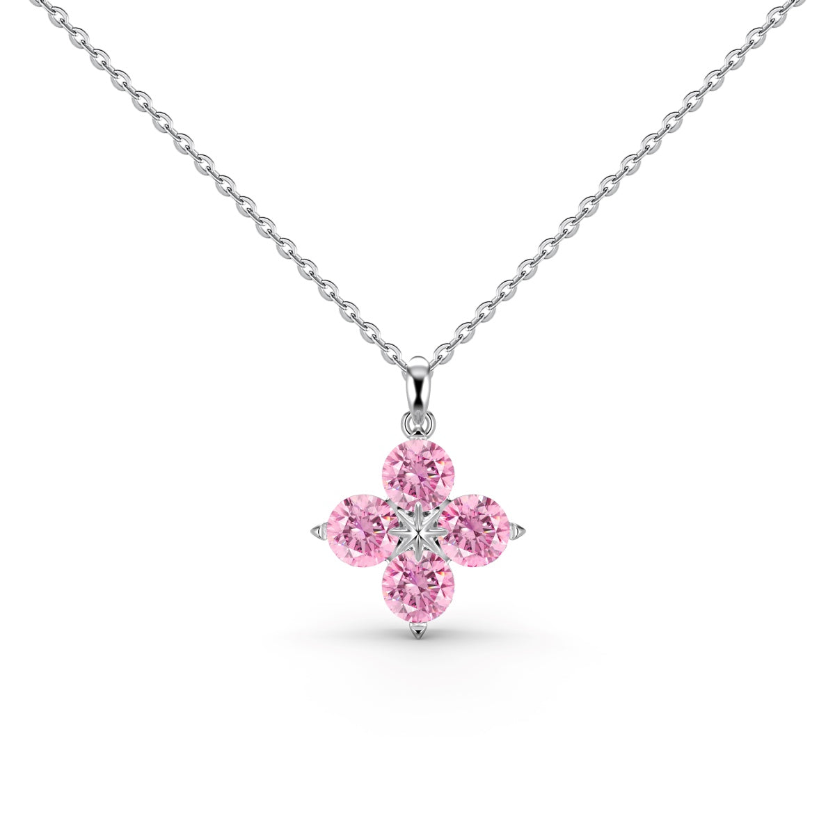 [Angela Jewelry]Four-Leaf Clover And Eight-Pointed Star Necklace
