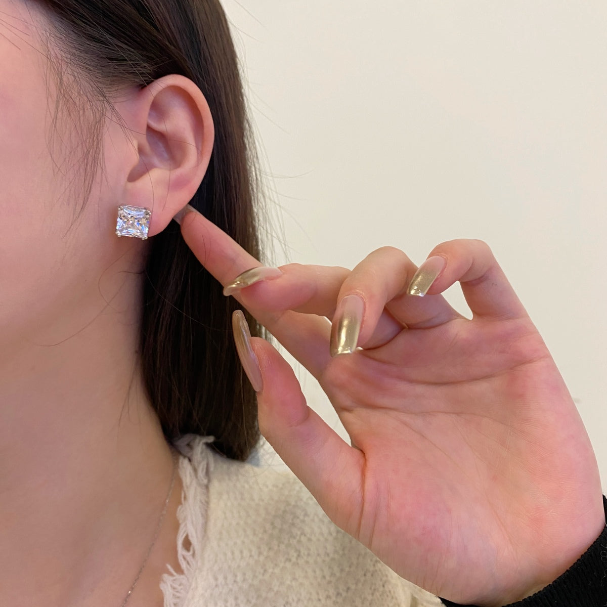 [Angela Jewelry]Delicate Square Shape Earrings