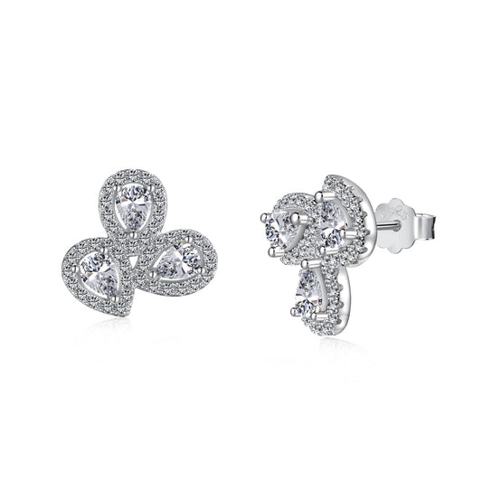 [Angela Jewelry]Ornate Flower Shape Pear Cut Lover Earrings