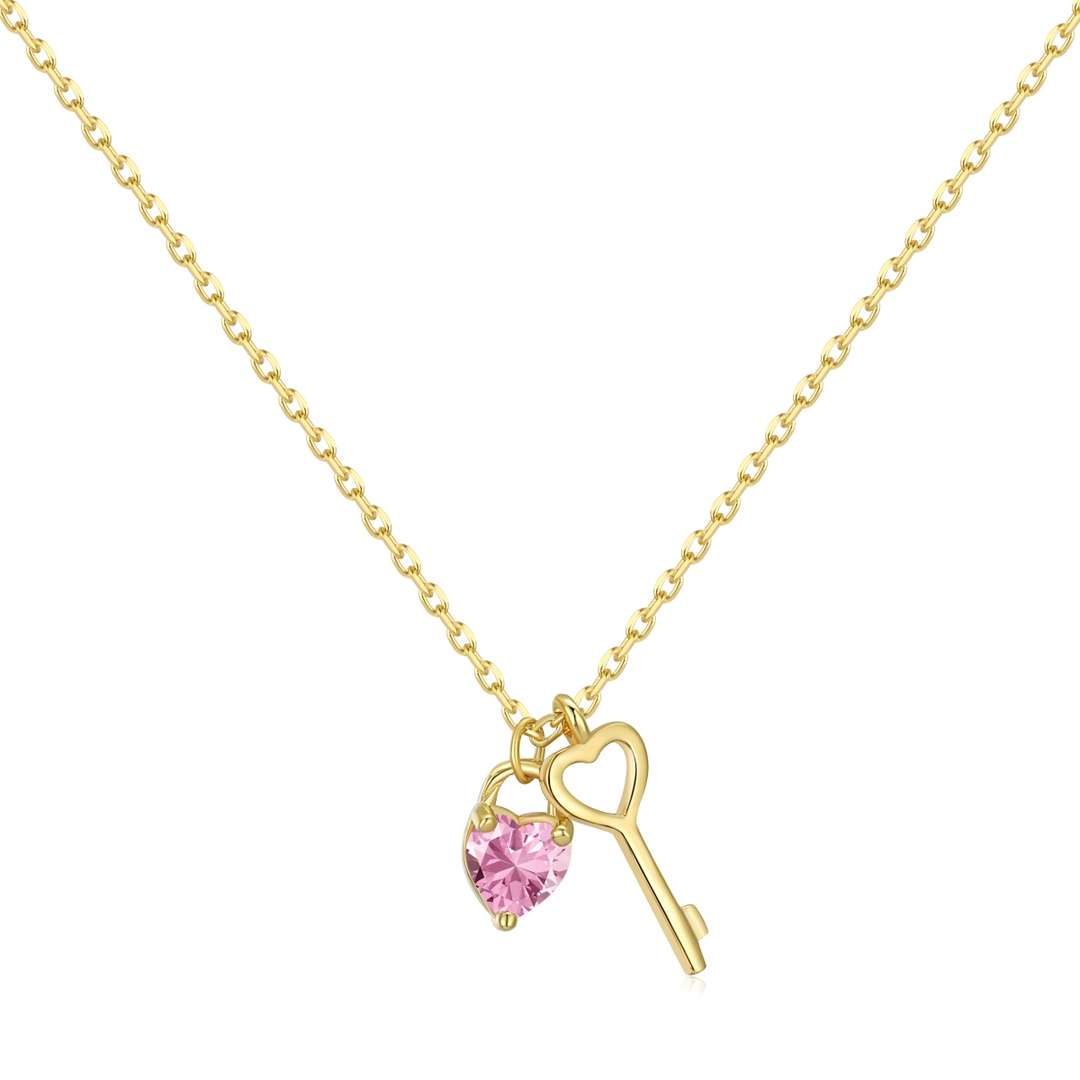 [Angela Jewelry]Unique Heart Shape Key Pendent Necklace