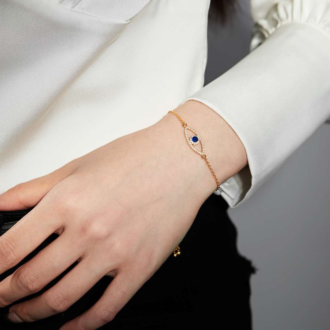 [Angela Jewelry]Devil's Eye Hollow Design Bracelet