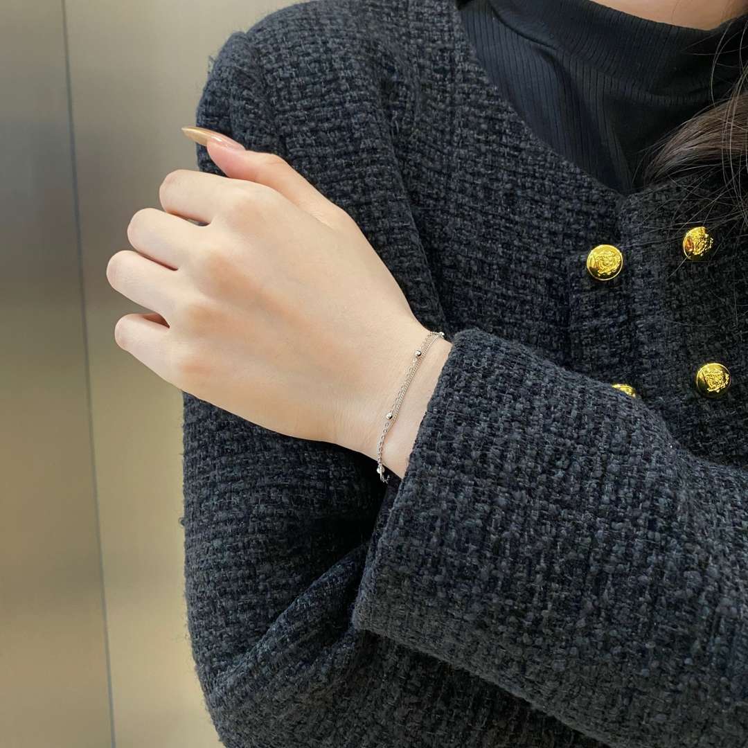 Angela Jewelry]Delicate Bead Double Layer Bracelet