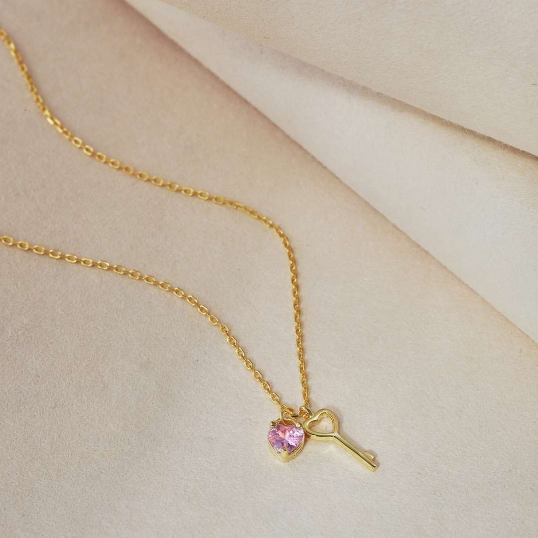 Angela Jewelry]Unique Heart Shape Key Pendent Necklace