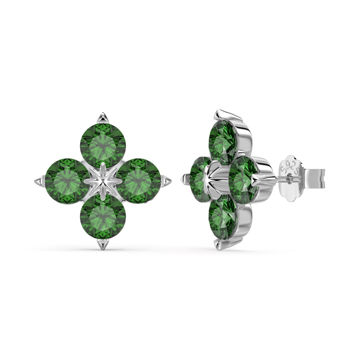 [Angela Jewelry]Four-Leaf Clover Eight-Pointed Star Earrings