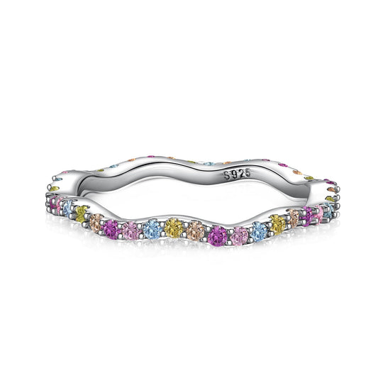 [Angela Jewelry]Dainty Colorful Round Cut Party Ring
