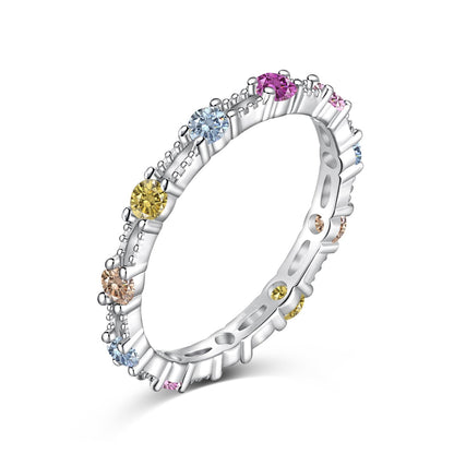 [Angela Jewelry]Sparkling Colorful Round Cut Tennis Ring