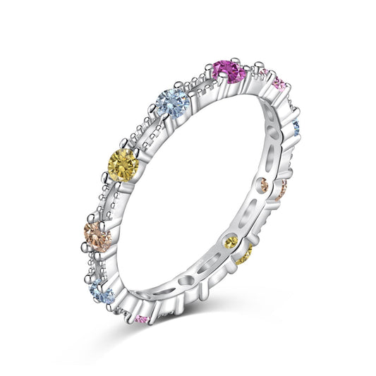 [Angela Jewelry]Sparkling Colorful Round Cut Tennis Ring