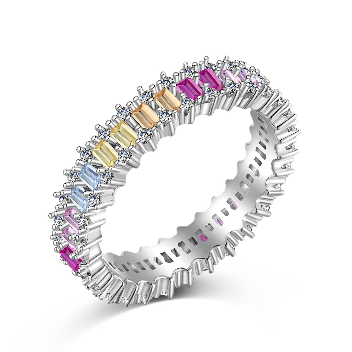 Angela Jewelry]Splashy Ornate Emerald Cut Cocktail Ring