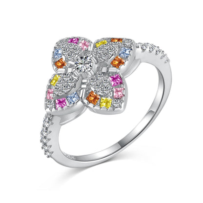 アンジェラジュエリー]豪華なカラフルな花の形のバンケットリング