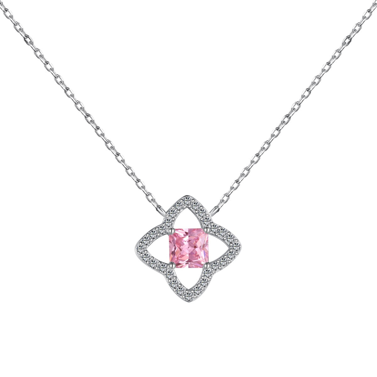 アンジェラジュエリー]美しいフラワーシェイプのプリンセスカットネックレス