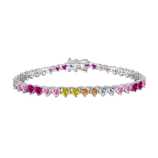 [Angela Jewelry]Luxurious Colorful Romantic Heart Shape Lover Bracelet