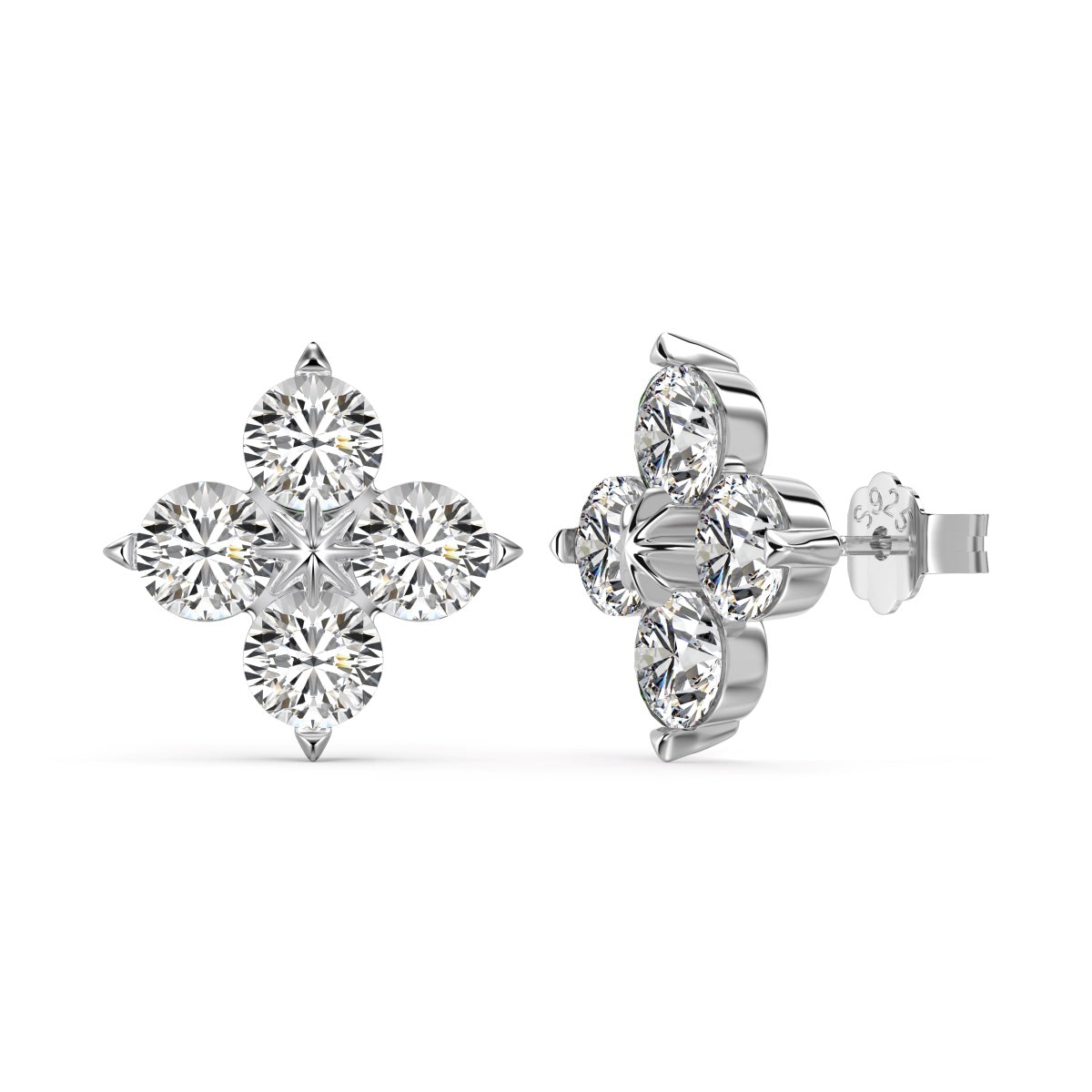 [Angela Jewelry]Four-Leaf Clover Eight-Pointed Star Earrings