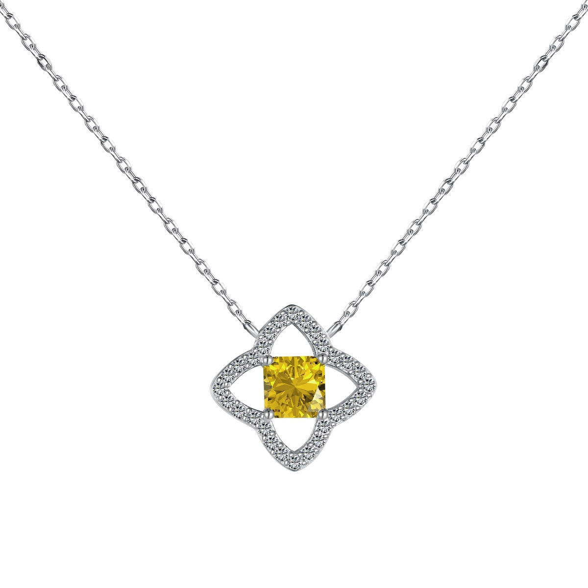 アンジェラジュエリー]美しいフラワーシェイプのプリンセスカットネックレス