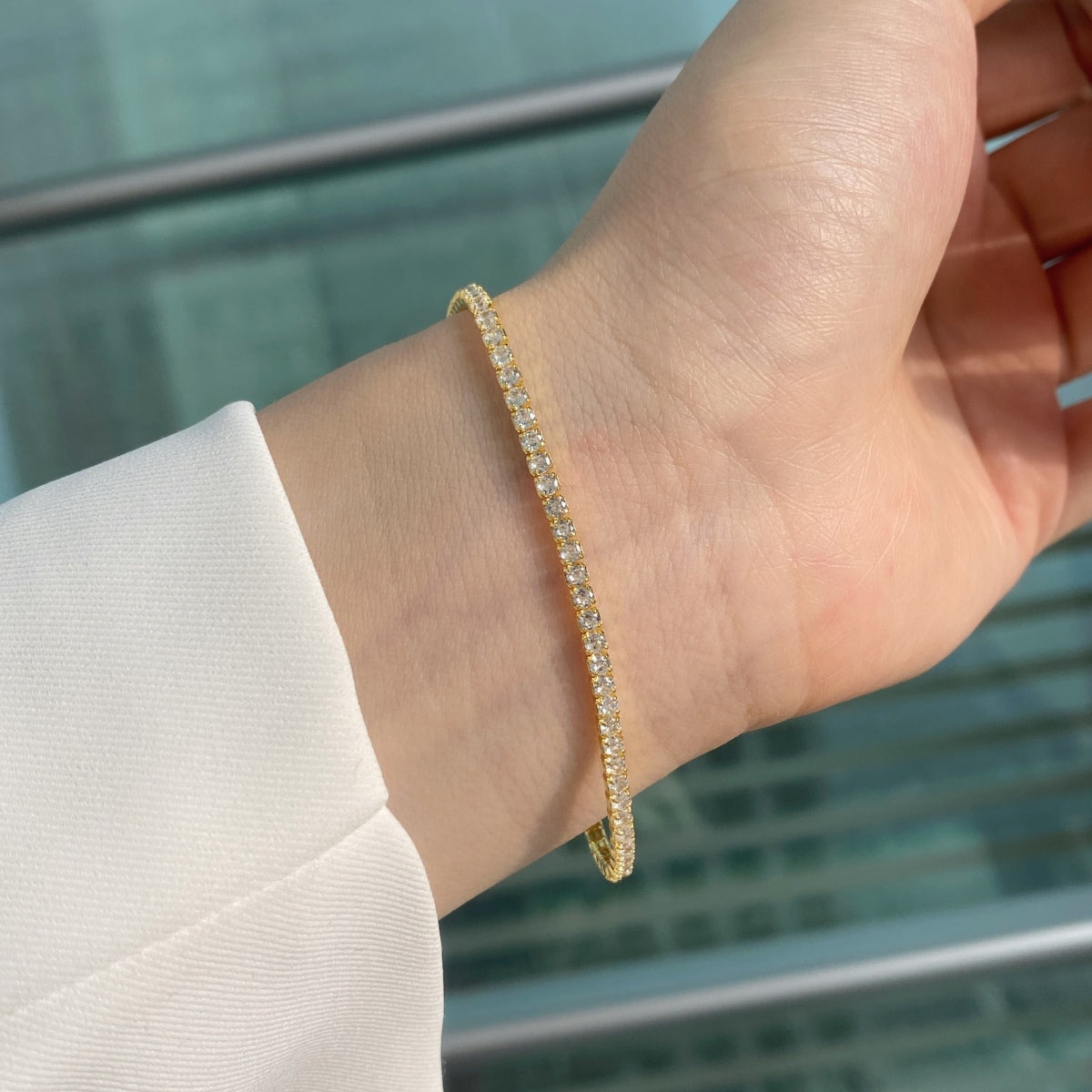 アンジェラジュエリー]輝くカラフルなラウンドカットのパーティーブレスレット