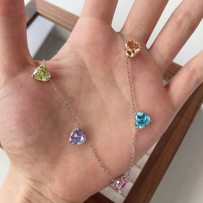 アンジェラジュエリー]キラキラ輝くカラフルなハートカットネックレス