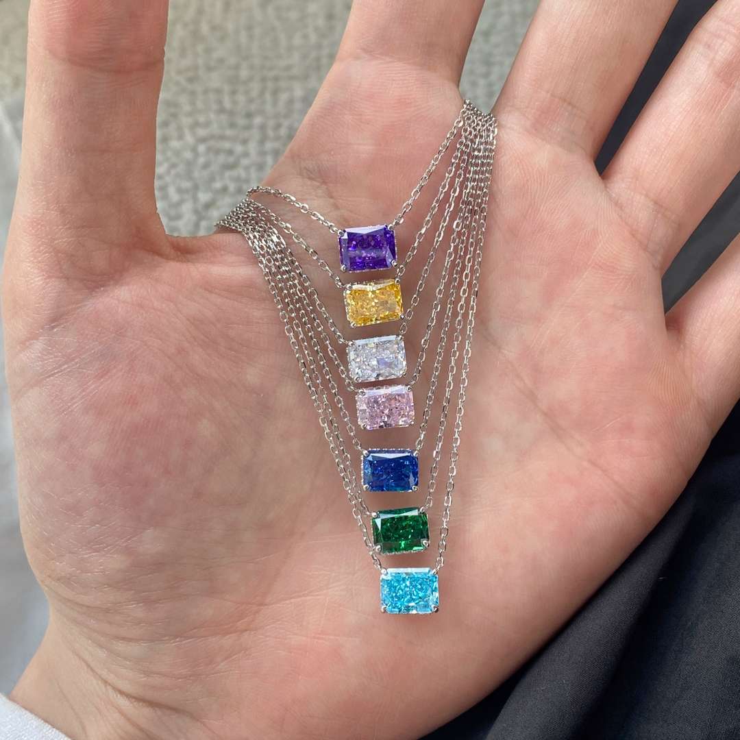[Angela Jewelry]Luxurious Square Shape Colorful Necalack