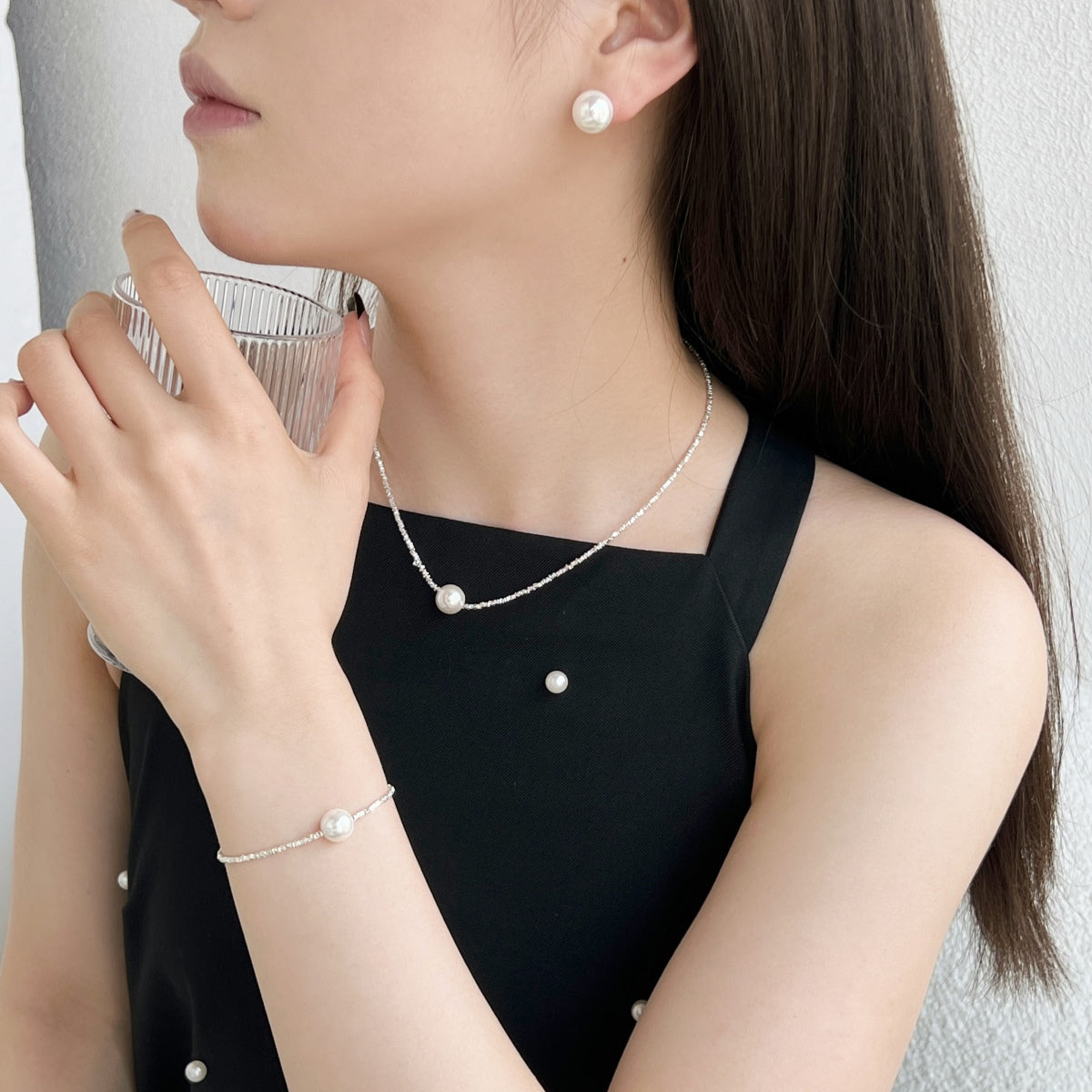 [Angela Jewelry]Delicate Pearl Earrings