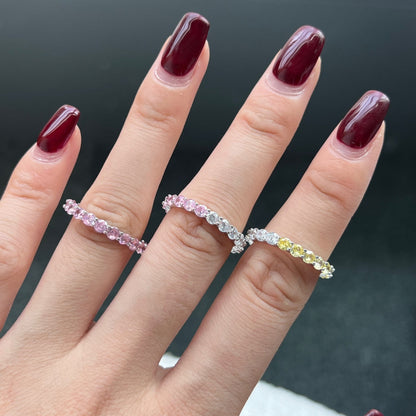 [Angela Jewelry]Sparkling Round Cut Tennis Ring