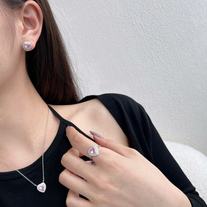 アンジェラジュエリー]キラキラ輝くハート型ラバーイヤリング