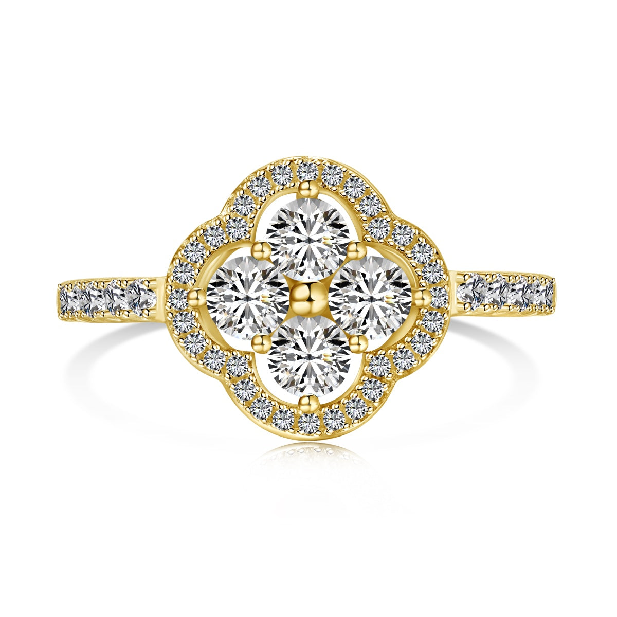 [Angela Jewelry]Four Leaf Clover Flower Design Ring